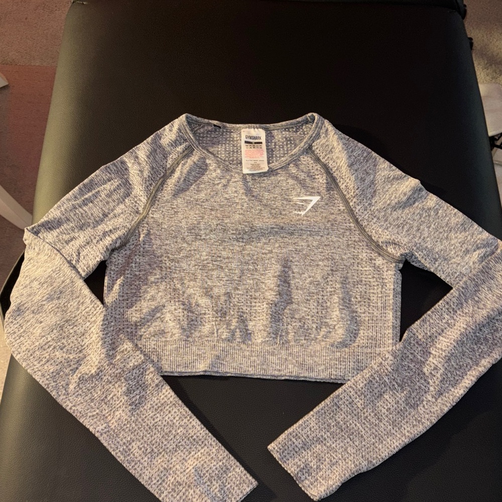 Gymshark Heathered Gray Long Sleeve Crop Top